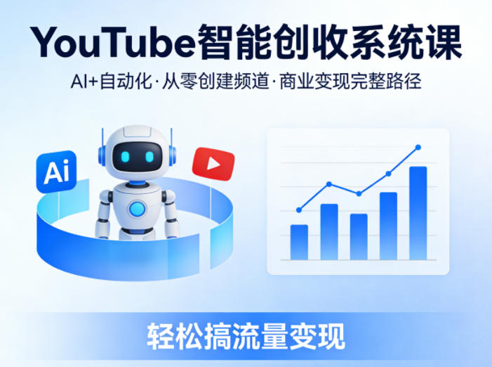 YouTube智能创收系统课，AI+自动化，从零创建YouTube频道并实现商业变现的完整路径，轻松搞流量变现-大伟资源网