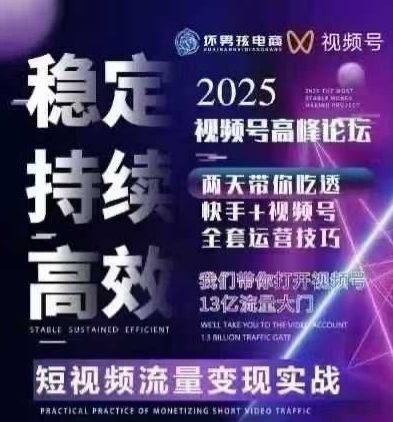 坏男孩电商视频号7月1号线下课，视频号短引、精细化模型打法，三频共振，无人，快手全站精细化运营-大伟资源网