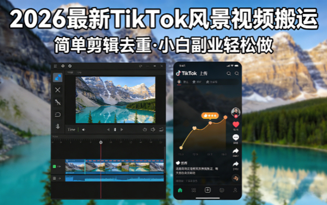 2026最新TikTok风景视频搬运简单剪辑去重小白副业月入 8000-大伟资源网