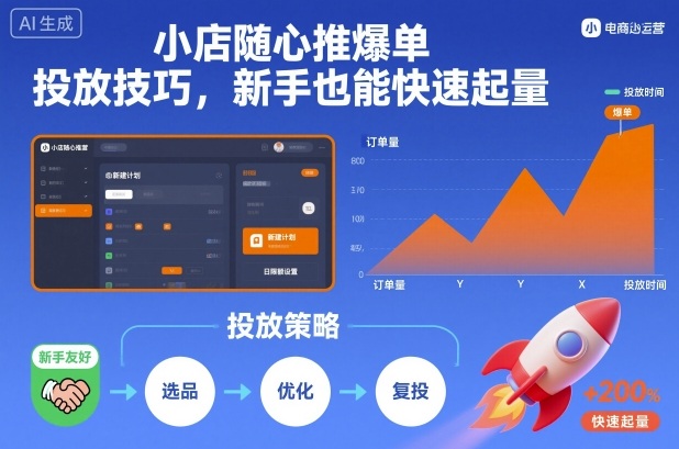 小店随心推爆单投放技巧，新手也能快速起量-大伟资源网