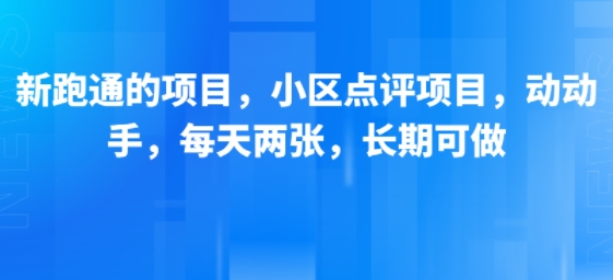 新跑通的项目，小区点评项目，动动手，每天两张，长期可做-大伟资源网