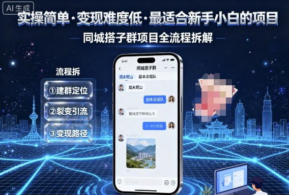 实操简单，变现难度低，最适合新手小白做的项目，每天轻松收入3张，同城搭子群项目全流程拆解-大伟资源网