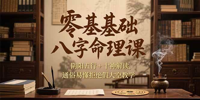 （15283期）零基础八字命理课，阴阳五行+十神解读，通俗易懂拒绝假大空教学-大伟资源网