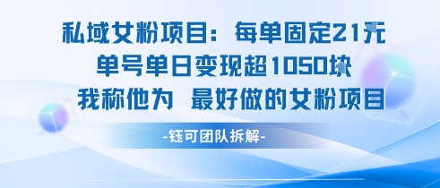 私域女粉项目：每单固定21块，单日变现超1k+，最好做的女粉项目-大伟资源网