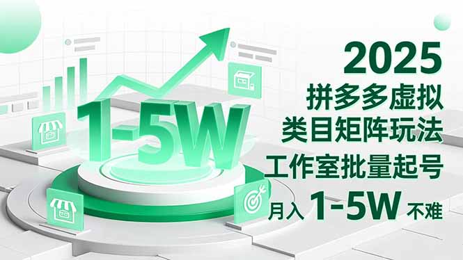2025 拼多多虚拟类目矩阵玩法，工作室批量起号，月入 1-5W 不难-大伟资源网