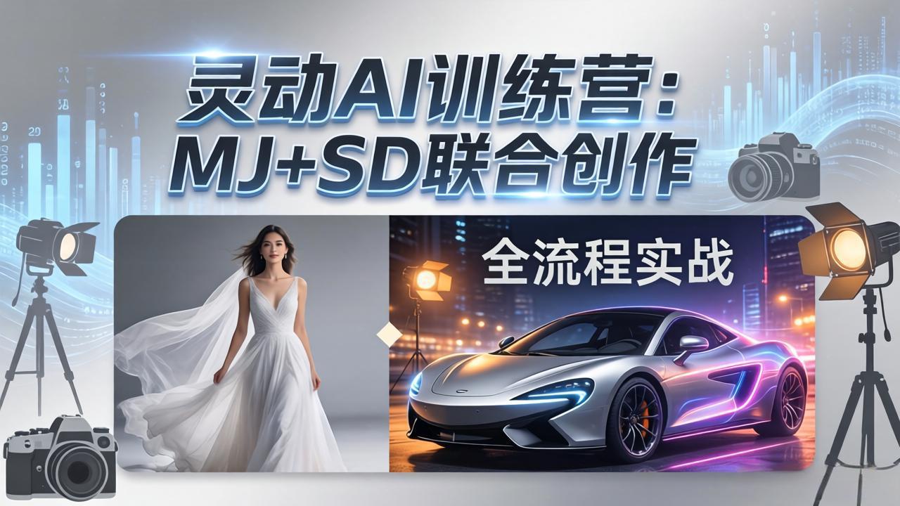 灵动AI训练营-3.0课程：MJ+SD联合创作，从婚纱大片到汽车广告，摄影后期全流程实战-大伟资源网