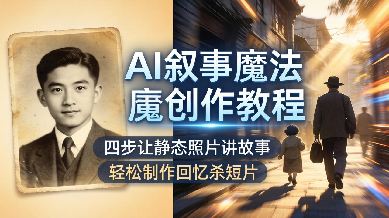 AI叙事魔法创作教程，四步让静态照片讲故事，老照片修复加动态特效，轻松制作回忆杀短片-大伟资源网