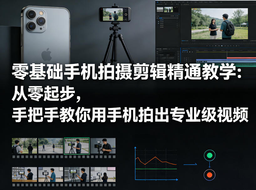 零基础手机拍摄剪辑精通教学：从零起步，手把手教你用手机拍出专业级视频-大伟资源网