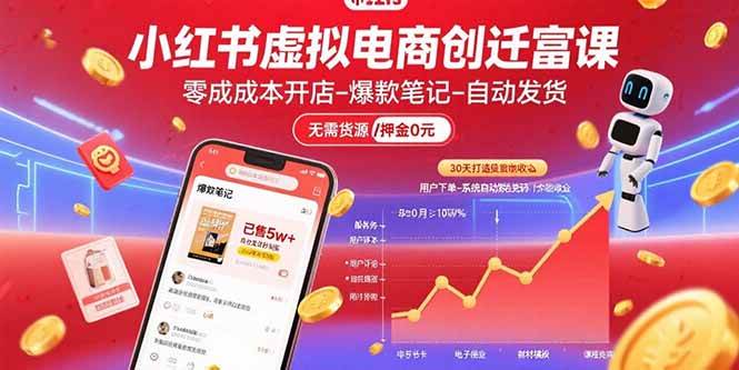 图片[1]-（15749期）小红书虚拟电商创富课：零成本开店/爆款笔记/自动发货,30天打造被动收入-大伟资源网