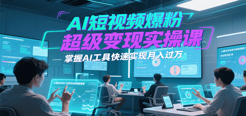AI短视频爆粉超级变现实操课，掌握AI工具快速实现月入过万-大伟资源网