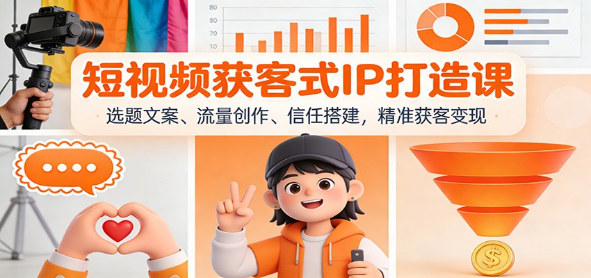 短视频获客式IP打造课：选题文案、流量创作、信任搭建，精准获客变现-大伟资源网