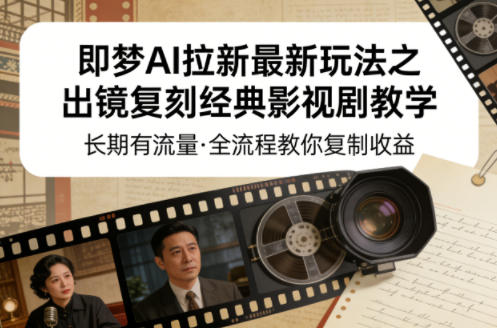 即梦AI拉新最新玩法之出镜复刻经典影视剧教学，长期有流量，全流程教你复制收益-大伟资源网