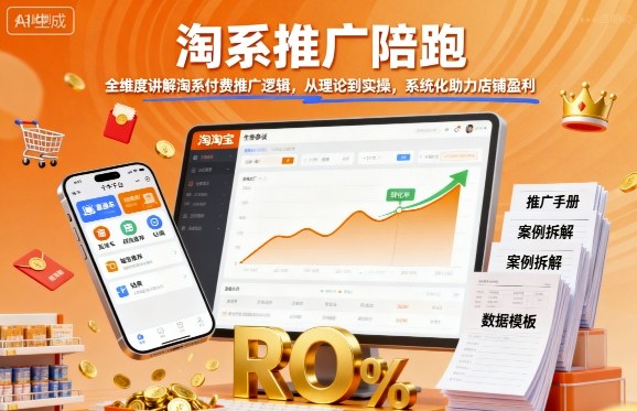 淘系推广陪跑，全维度讲解淘系付费推广逻辑，从理论到实操，系统化助力店铺盈利-大伟资源网