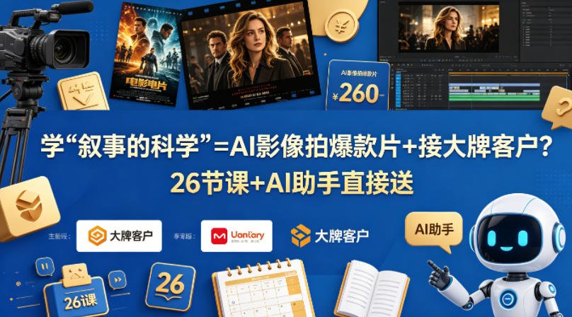 学《叙事的科学》=AI影像拍爆款片+接大牌客户？26节课+AI助手直接送【原创双语字幕】-大伟资源网