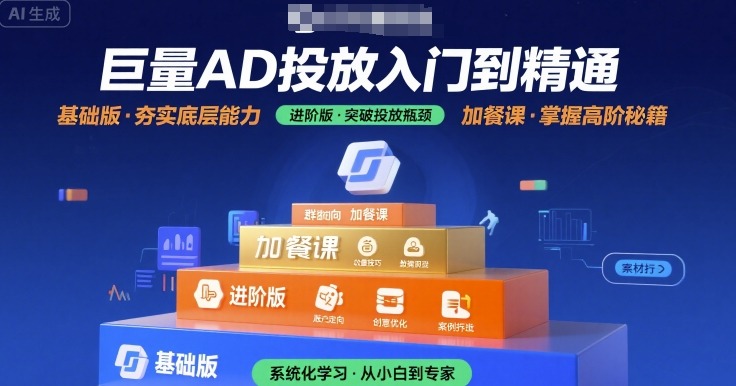巨量AD投放入门到精通，基础版+进阶版+加餐课-大伟资源网