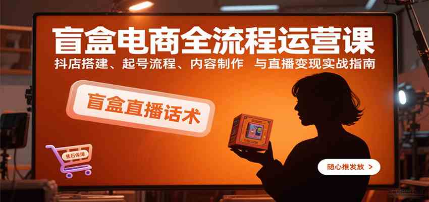 盲盒电商全流程运营课：抖店搭建、起号流程、内容制作与直播变现实战指南-大伟资源网