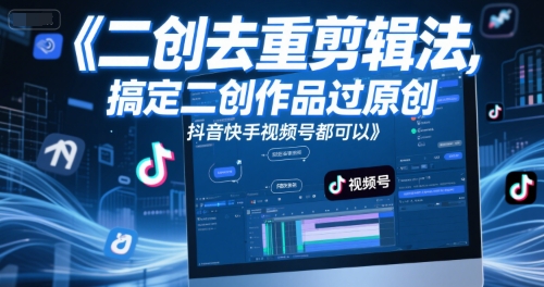 短视频二创去重剪辑法，搞定二创作品过原创，抖音快手视频号都可以-大伟资源网