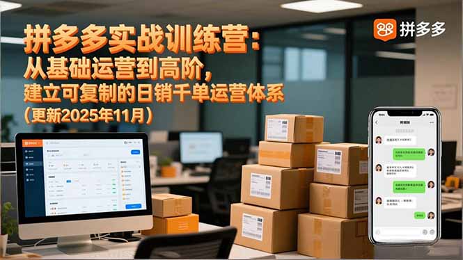 拼多多实战训练营：从基础运营到高阶，建立可复制的日销千单运营体系(更新11月-大伟资源网