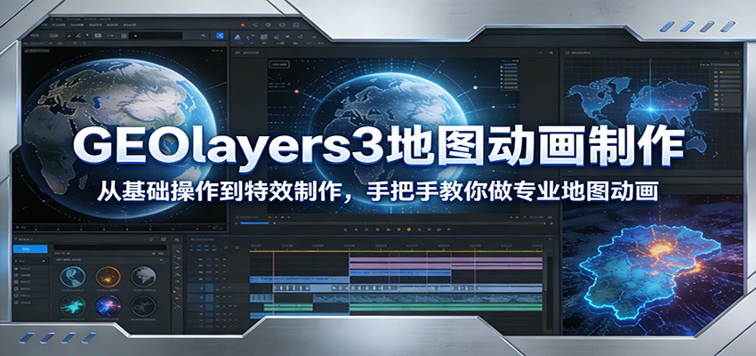 GEOlayers3地图动画制作：从基础操作到特效制作，手把手教你做专业地图动画-大伟资源网