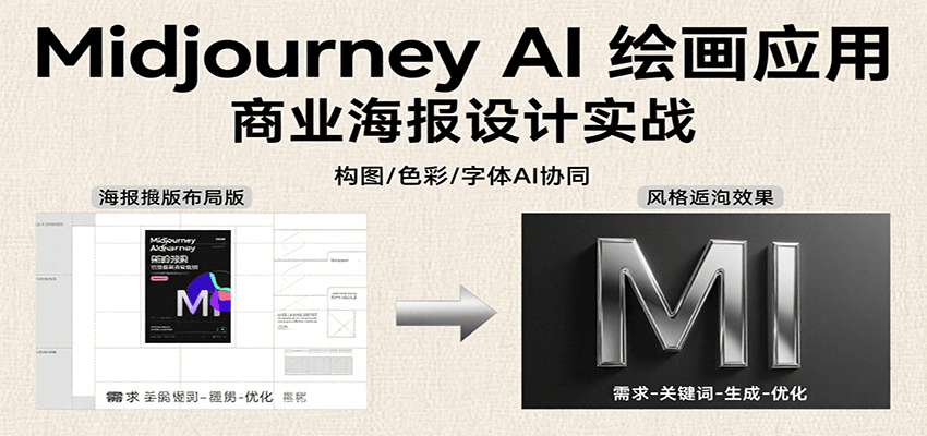 Midjourney AI绘画应用，关键词指令解析、漫画头像制作、海报设计、3D人物生成等-大伟资源网
