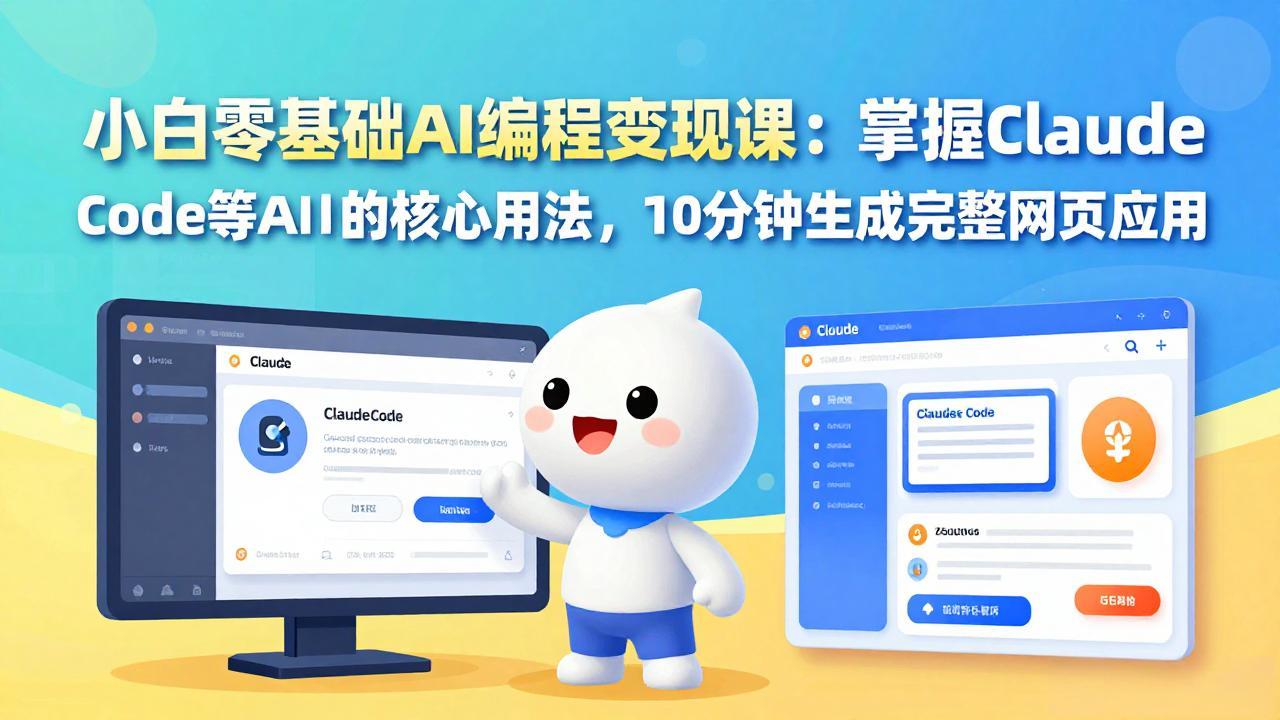 小白零基础AI编程变现课：掌握Claude Code等AI工具的核心用法，10分钟生成完整网页应用-大伟资源网