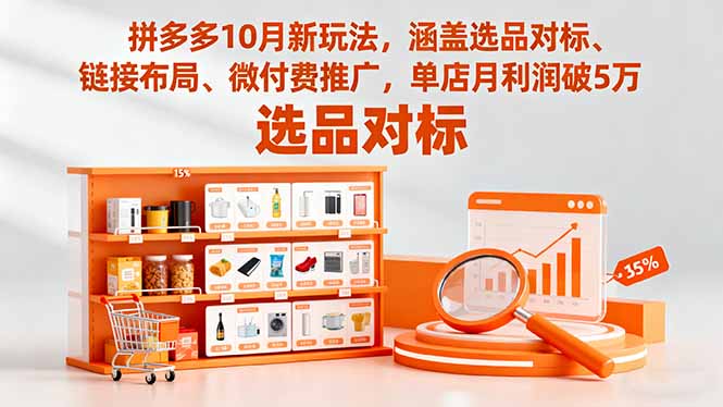 拼多多10月新玩法，涵盖选品对标、链接布局、微付费推广，单店月利润破5万-大伟资源网