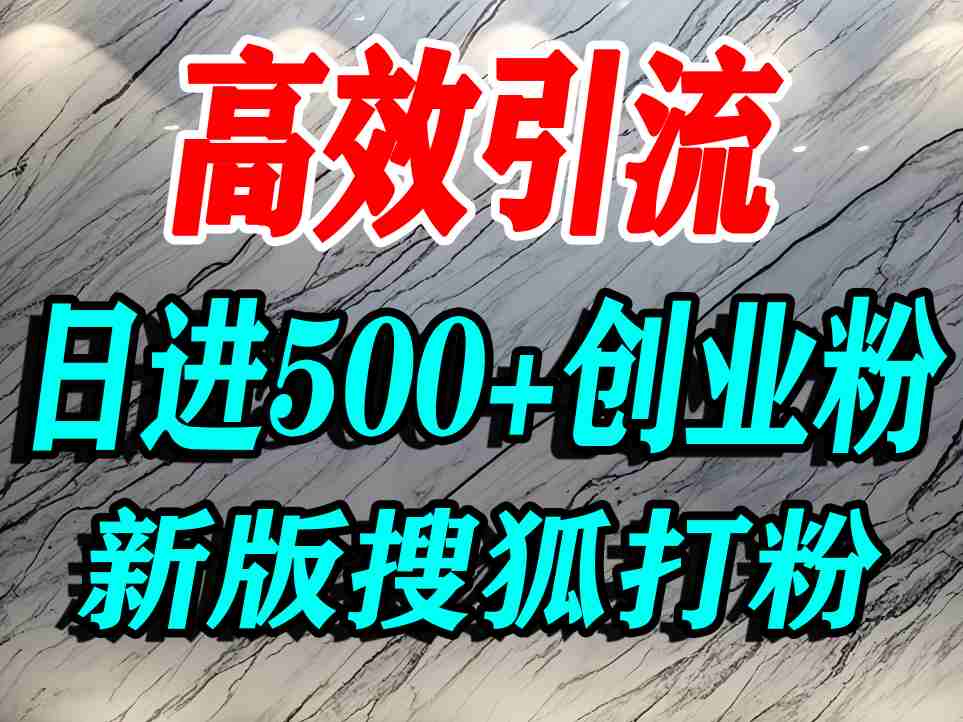 怎么打创业粉？搜狐网打精准创业粉，打粉引流教程，单人日引500+精准创业粉-大伟资源网