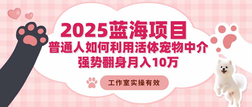2025蓝海项目：普通人如何利用活体宠物中介，强势翻身月入10万-大伟资源网