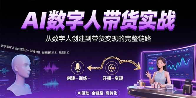 （15548期）AI数字人+带货实战：从数字人创建到带货变现的完整链路-大伟资源网