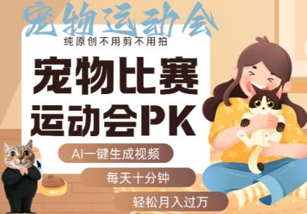 AI一键生成宠物比赛运动会PK视频，纯原创不用剪不用拍，每天十分钟，轻松月入过1W+-大伟资源网
