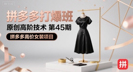 拼多多打爆班原创高阶技术第45期，拼多多高价女装项目-大伟资源网
