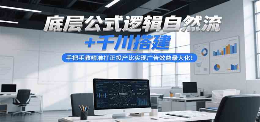 底层公式逻辑自然流+千川搭建，手把手教精准打正投产比实现广告效益最大化！-大伟资源网