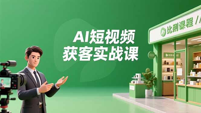 AI短视频获客实战课，数字人创作、实体行业应用、精准引流，30天获取客源月入6万+-大伟资源网
