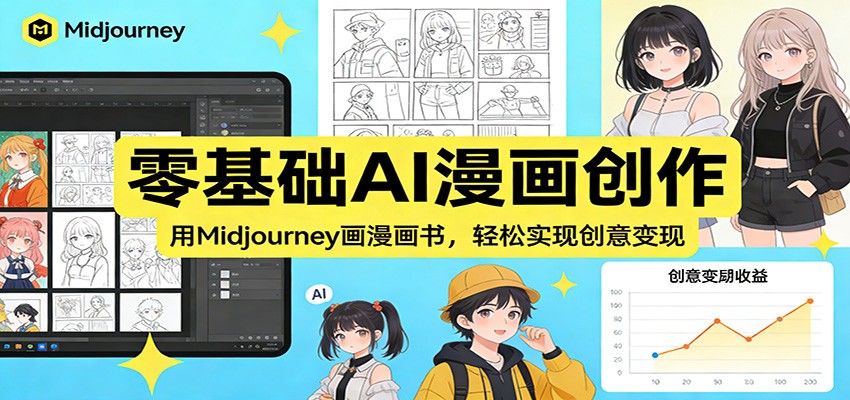 零基础AI漫画创作：用Midjourney画漫画书，轻松实现创意变现-大伟资源网