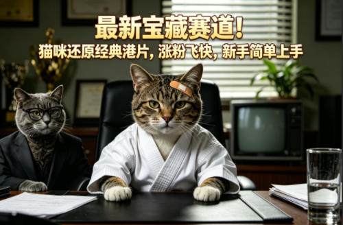 最新宝藏赛道！猫咪还原经典港片，涨粉飞快，新手简单上手-大伟资源网