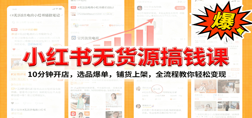 小红书无货源爆单课：10分钟开店，选品爆单，铺货上架，全流程教你轻松变现-大伟资源网