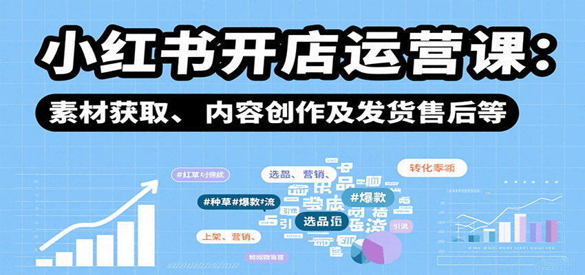 小红书开店运营课：选品、上架、营销、素材获取、内容创作及发货售后等-大伟资源网