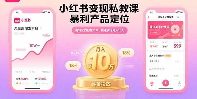（15859期）小红书变现私教课，暴利产品定位，高转化内容生产术，快速实现月入10万-大伟资源网