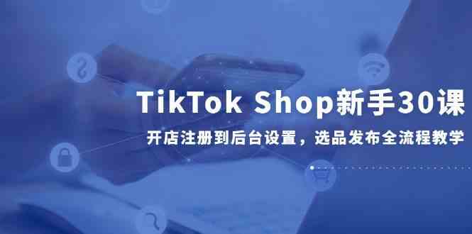 TikTok Shop新手30课，开店注册到后台设置，选品发布全流程教学-大伟资源网
