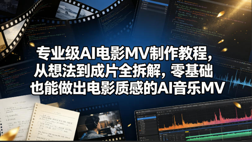 专业级AI电影MV制作教程，从想法到成片全拆解，零基础也能做出电影质感的AI音乐MV-大伟资源网