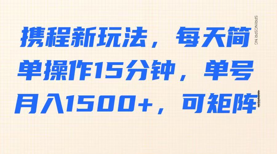 携程新玩法，每天简单操作15分钟，单号月入1500+，可矩阵-大伟资源网