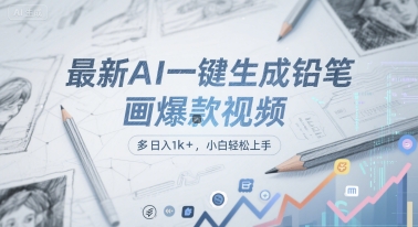 最新AI一键生成铅笔画爆款视频，多平台分发，日 入1k+，小白轻松上手【揭秘】-大伟资源网