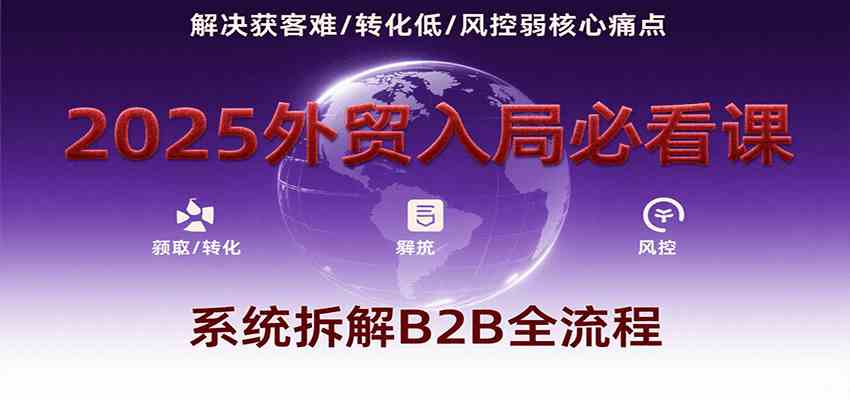 2025外贸入局必看课，系统拆解B2B全流程，解决获客难、转化低、风控弱等核心痛点-大伟资源网
