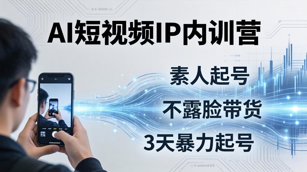 2026AI短视频IP内训营：从素人起号到不露脸带货，3天暴力起号全流程拆解-大伟资源网