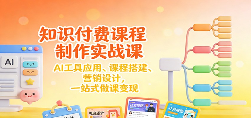 知识付费课程制作实战课：AI工具应用 、课程搭建、营销设计，一站式做课变现-大伟资源网