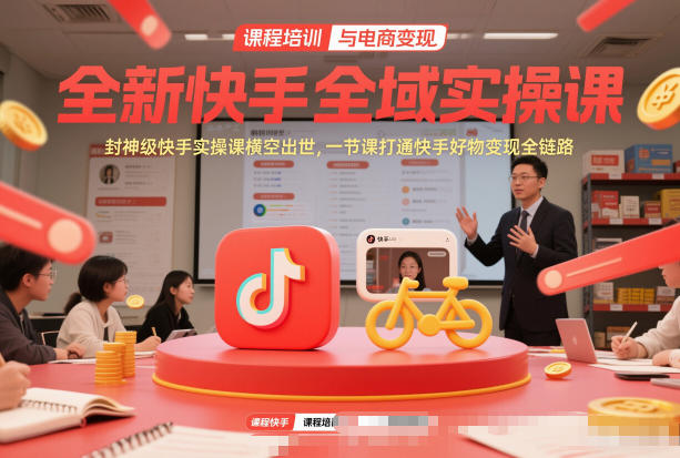 全新快手全域实操课，封神级快手实操课横空出世，一节课打通快手好物变现全链路-大伟资源网