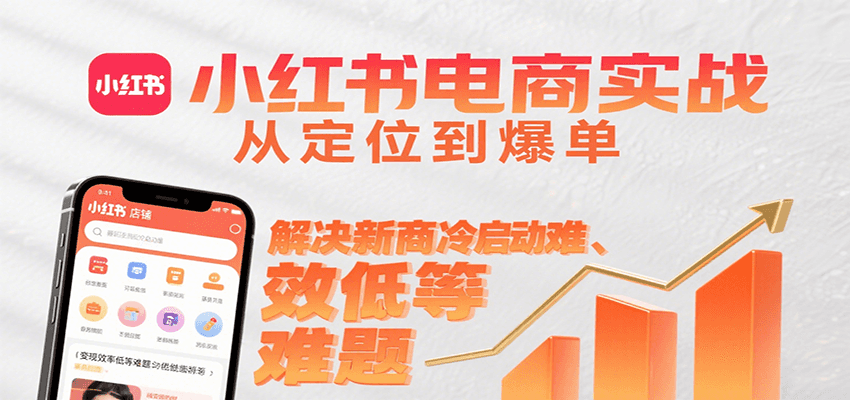 小红书电商实战，从定位到爆单解决新商冷启动难、变现效率低等难题-大伟资源网