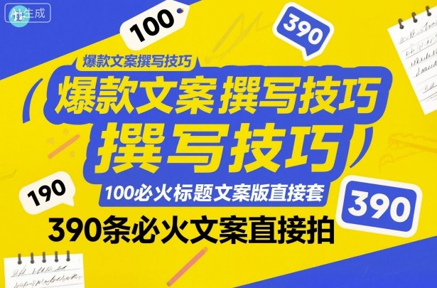 爆款文案撰写技巧，100个必火标题文案模版直接套，390条必火文案直接拍-大伟资源网