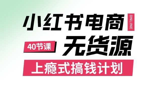 小红书无货源电商课程，上瘾式搞钱计划，不论月薪3k还是3W都应该学的賺钱技巧-大伟资源网