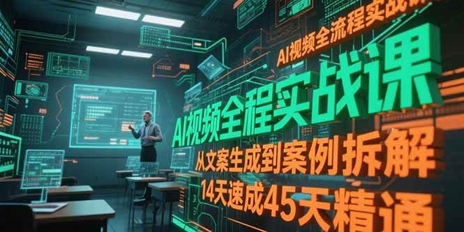 （15172期）AI视频全流程实战课，从文案生成到案例拆解，14天速成45天精通-大伟资源网